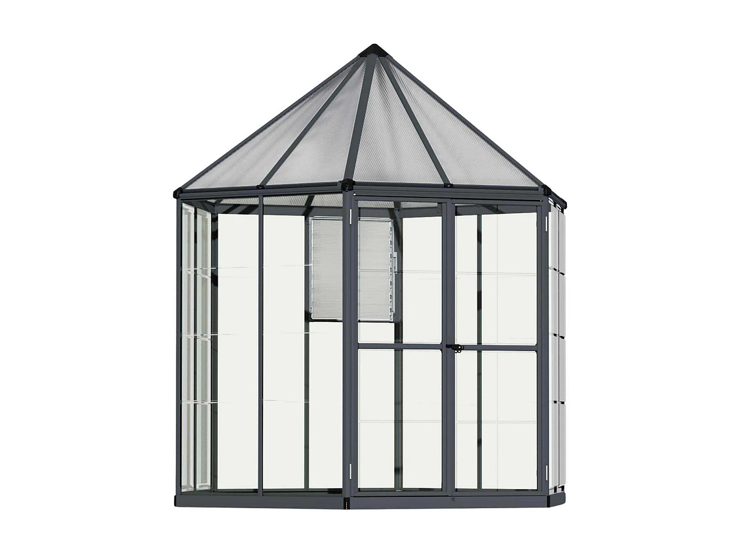 Serre de jardin hexagonale en aluminium et polycarbonate Oasis 4m²