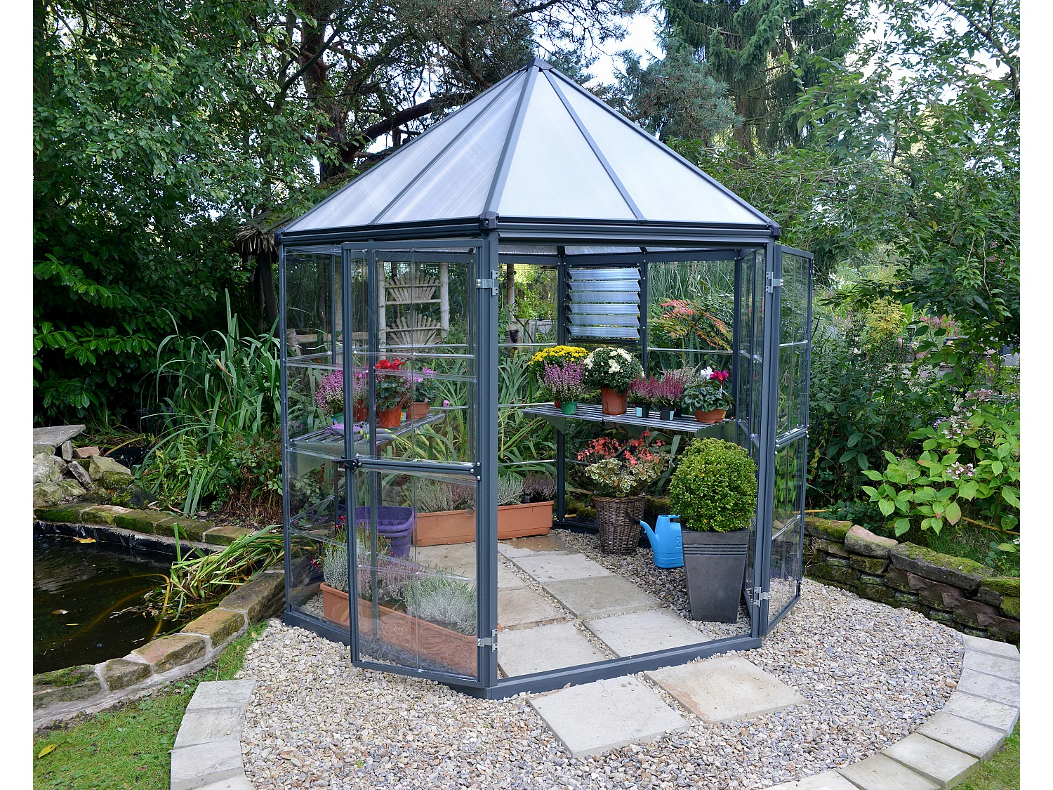 Canopia Serre de jardin hexagonale Oasis 4m² Grise