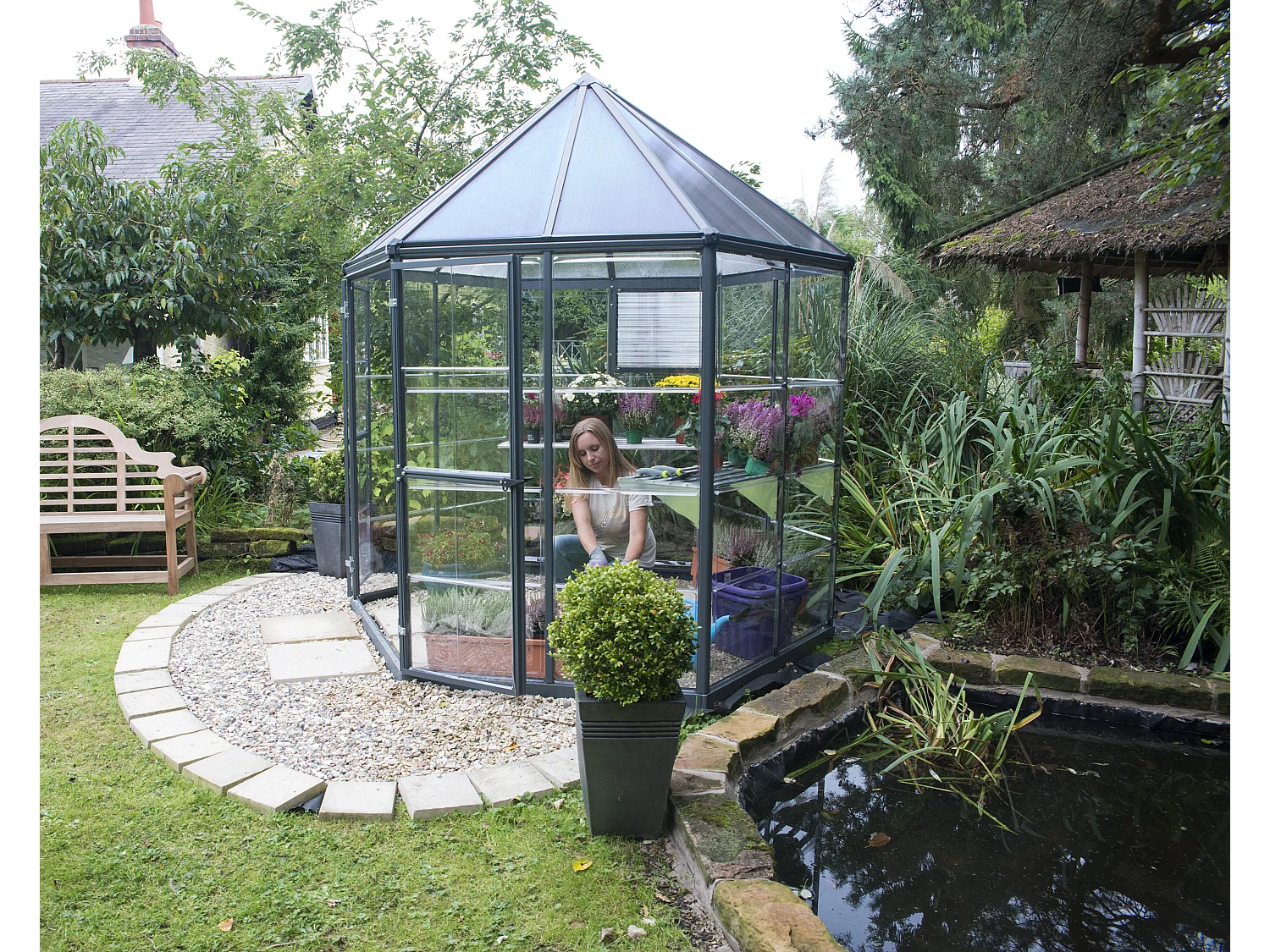 Canopia Serre de jardin hexagonale Oasis 4m² Grise