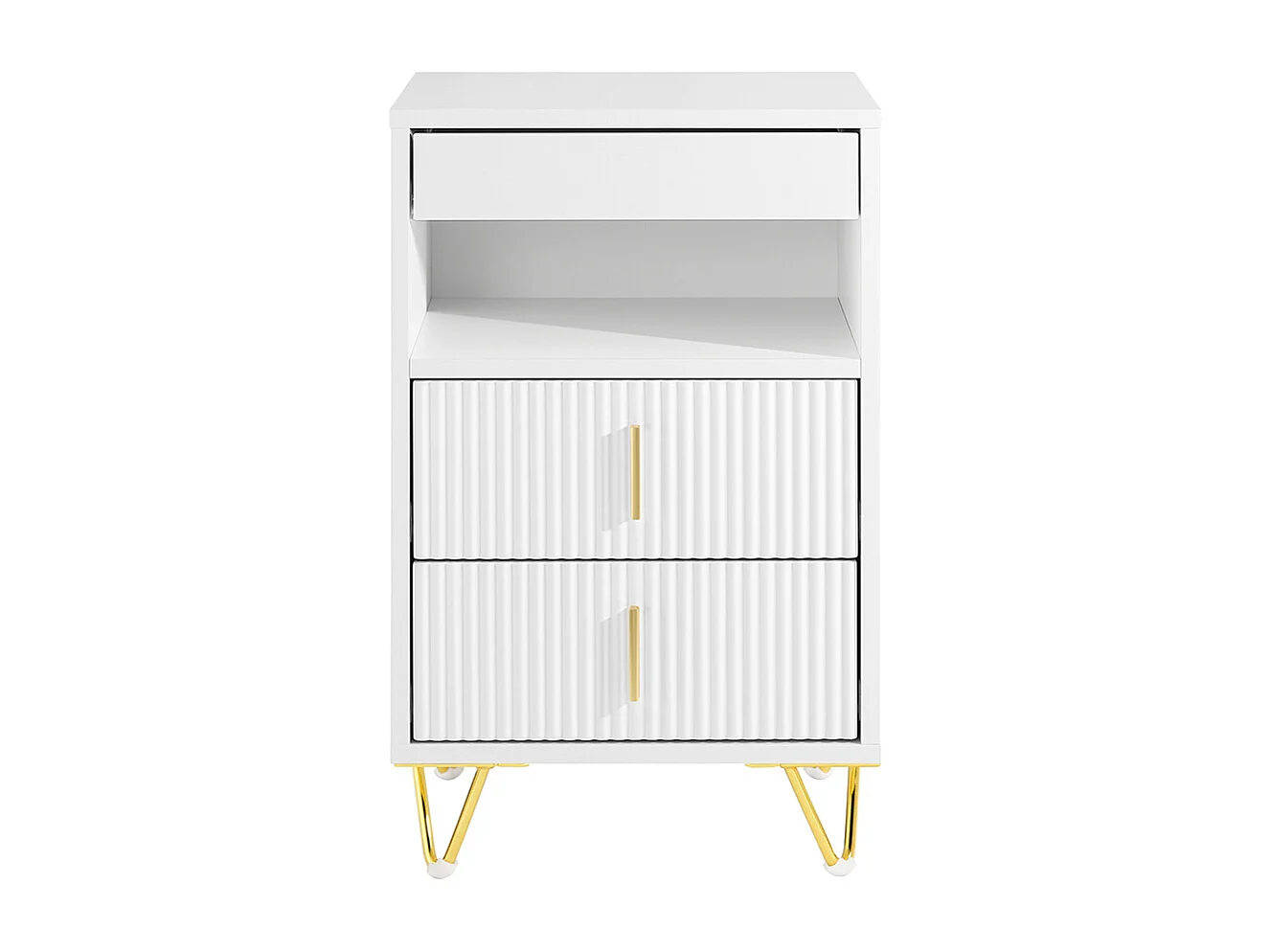 SoBuy Stolik nocny z 3 szufladami i półką, biały, 40x40x63 cm, FBT168-W