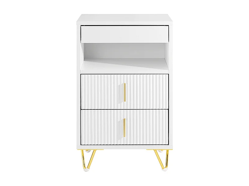 SoBuy Stolik nocny z 3 szufladami i półką, biały, 40x40x63 cm, FBT168-W