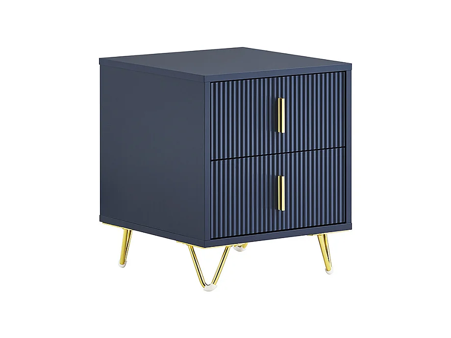 SoBuy Nachtkastje met 2 laden, moderne bijzettafel in blauw