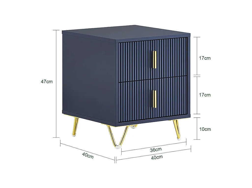 SoBuy Nachtkastje met 2 laden, moderne bijzettafel in blauw