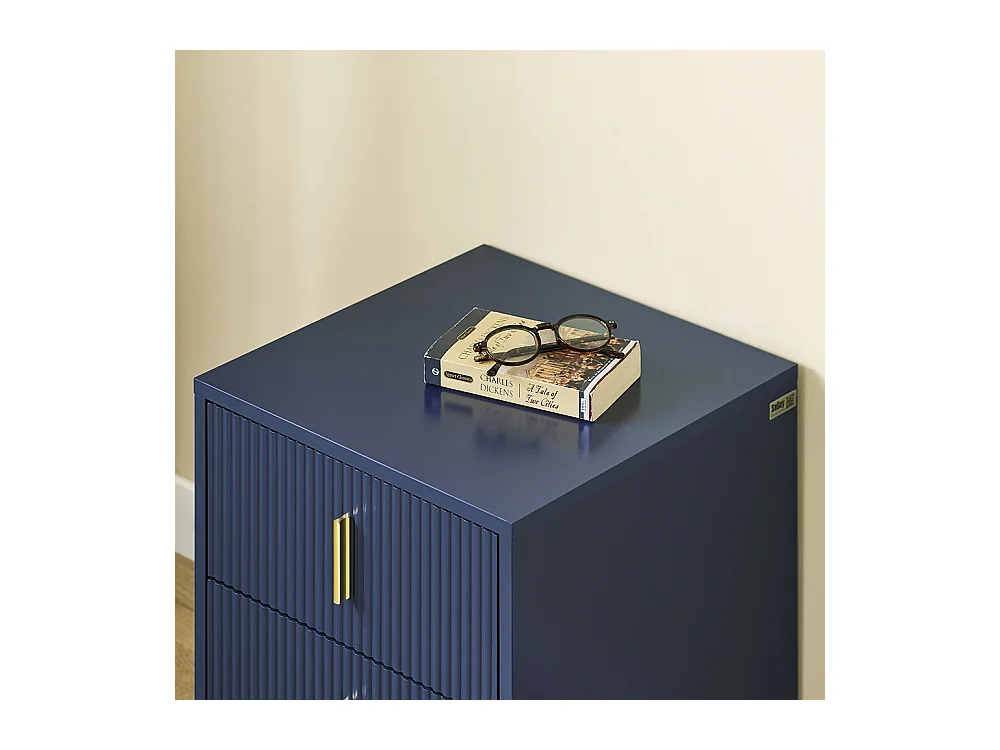 SoBuy Nachtkastje met 2 laden, moderne bijzettafel in blauw