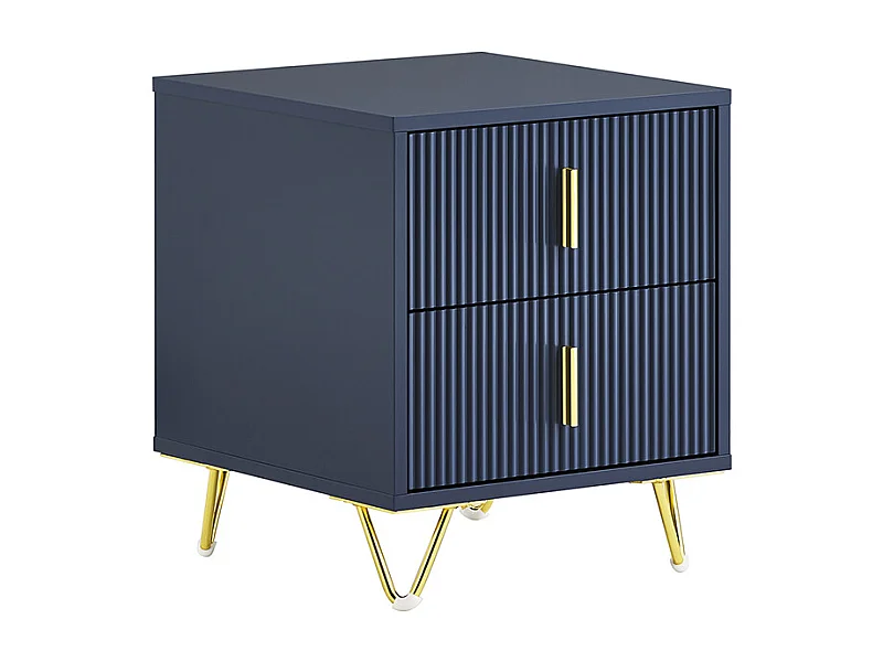 SoBuy Table de Chevet Moderne à 2 Tiroirs Bleu L40xP40xH47cm