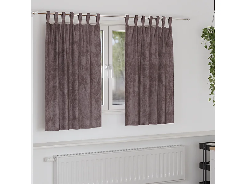 Cortinas de Veludo Elegantes em Castanho com Olhais - 140x140 cm - Par de 2 Peças