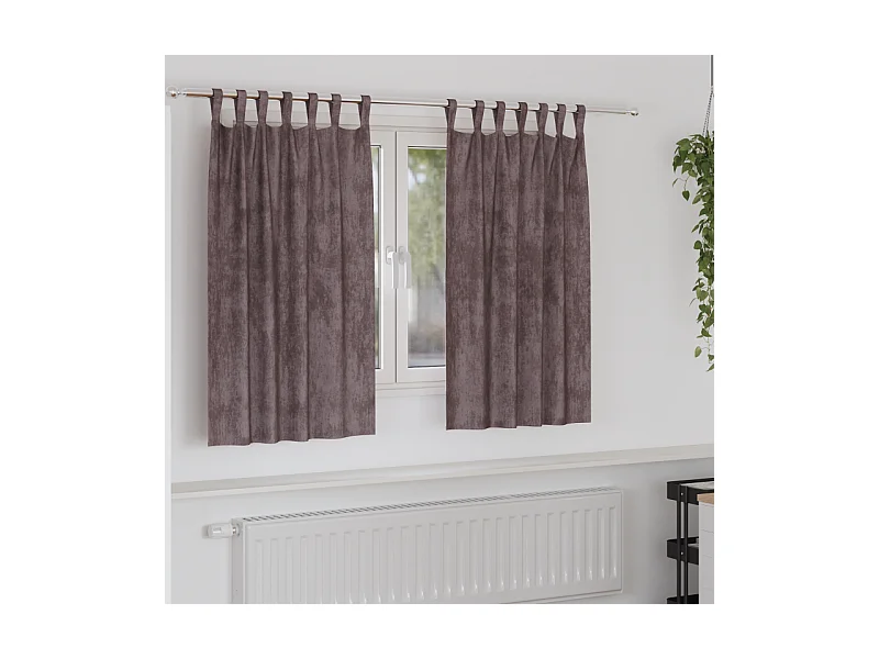 Cortinas de Veludo Elegantes em Castanho com Olhais - 140x140 cm - Par de 2 Peças