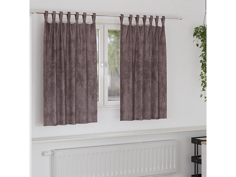 Cortinas de Veludo Elegantes em Castanho com Olhais - 140x140 cm - Par de 2 Peças