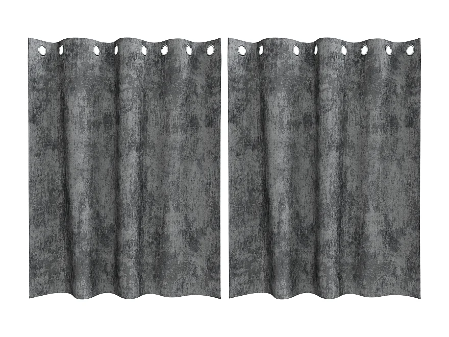 Cortinas Elegantes em Veludo Cinza com Ilhós - Conjunto de 2 Peças 140x140 cm