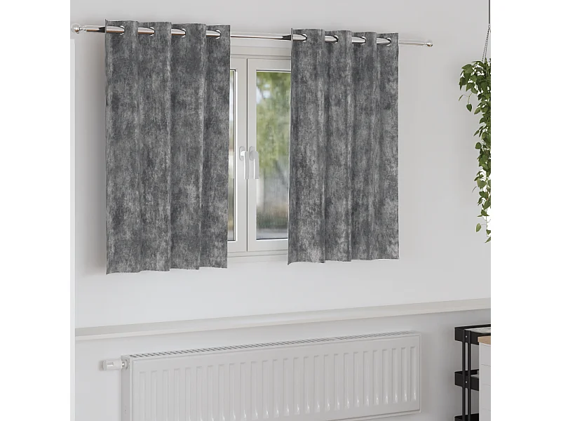 Rideaux 2 pcs avec œillets Gris 140x140 cm