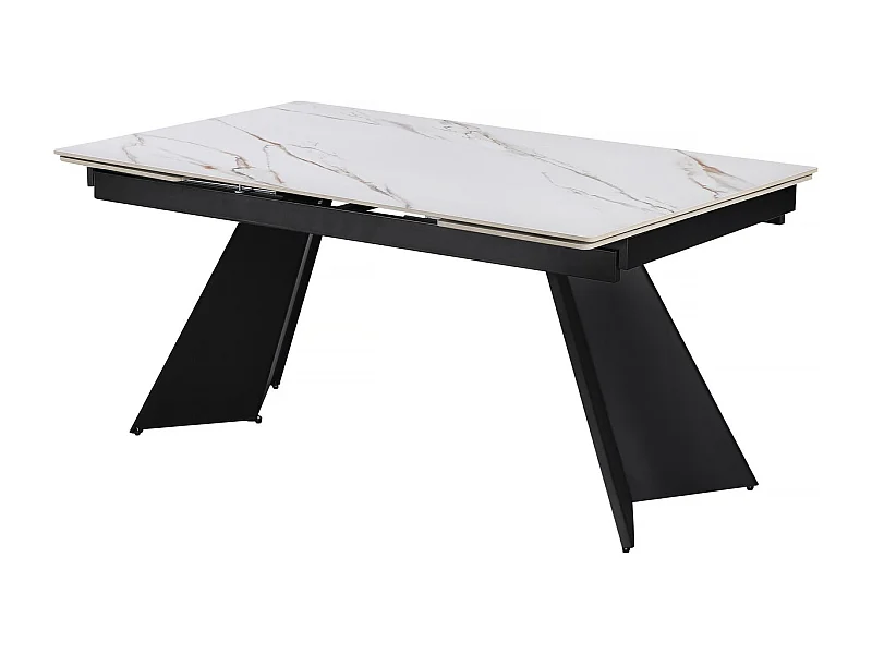 Mesa de jantar extensível em cerâmica "Equinoxe" - Branco mármore dourado para 6 a 10 pessoas