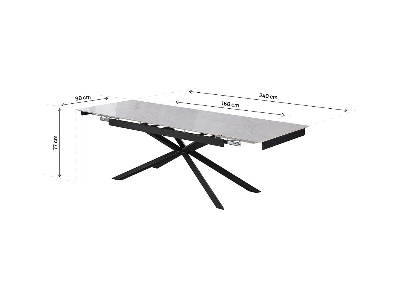 Table à manger extensible en céramique 6 à 10 personnes "Celeste" - Gris marbré