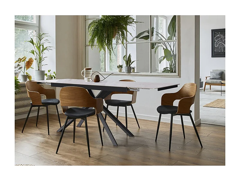 Table à manger extensible en céramique 6 à 10 personnes "Celeste" - Gris marbré