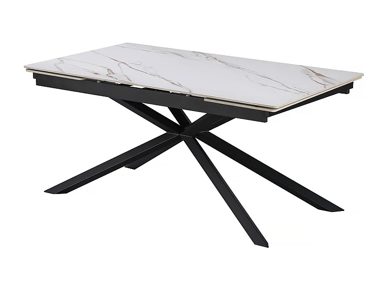 Table à manger extensible en céramique 6 à 10 personnes "Celeste" - Blanc marbré gold