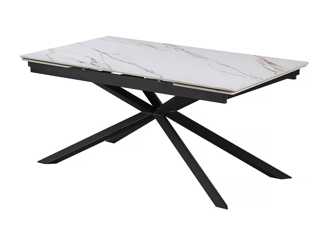 Table à manger extensible en céramique 6 à 10 personnes "Celeste" - Blanc marbré gold