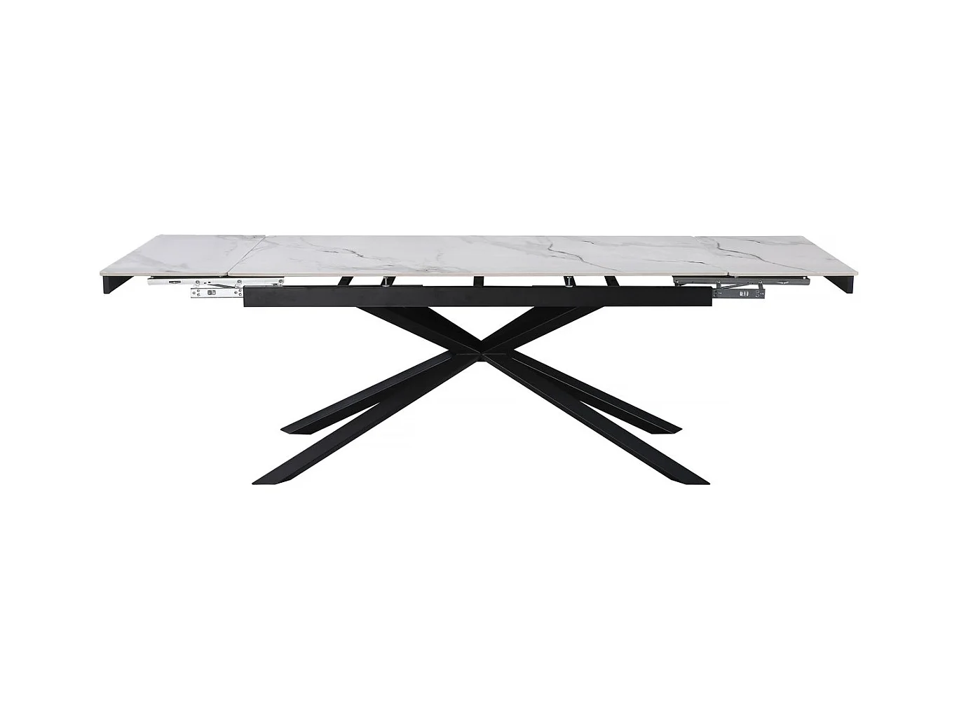 Table à manger extensible en céramique 6 à 10 personnes "Celeste" - Blanc marbré gold