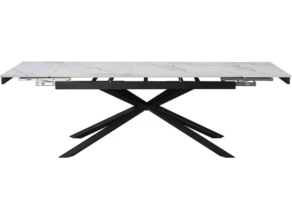 Table à manger extensible en céramique 6 à 10 personnes "Celeste" - Blanc marbré gold