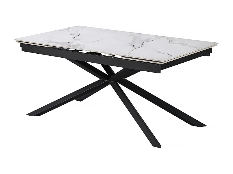 Table à manger extensible en céramique 6 à 10 personnes "Celeste" - Blanc marbré gris