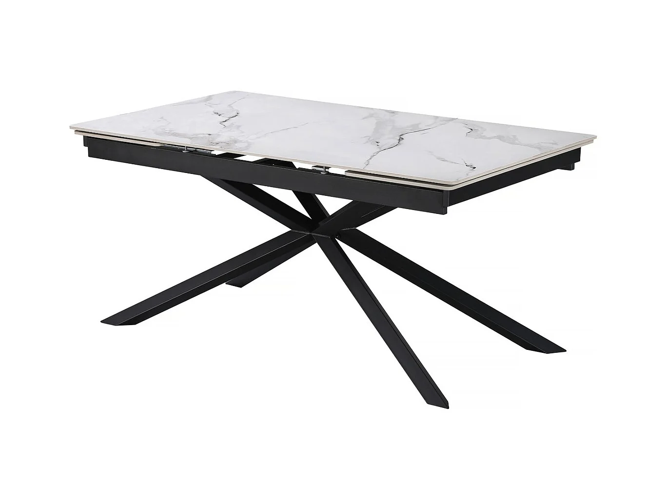 Table à manger extensible en céramique 6 à 10 personnes "Celeste" - Blanc marbré gris