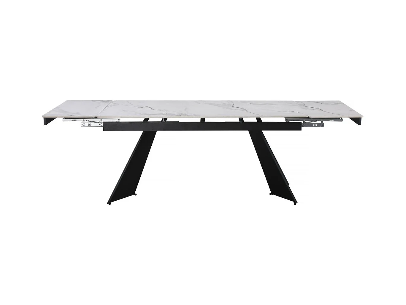 Table de repas extensible en céramique 6 à 10 personnes  "Equinoxe" - Blanc marbré gris