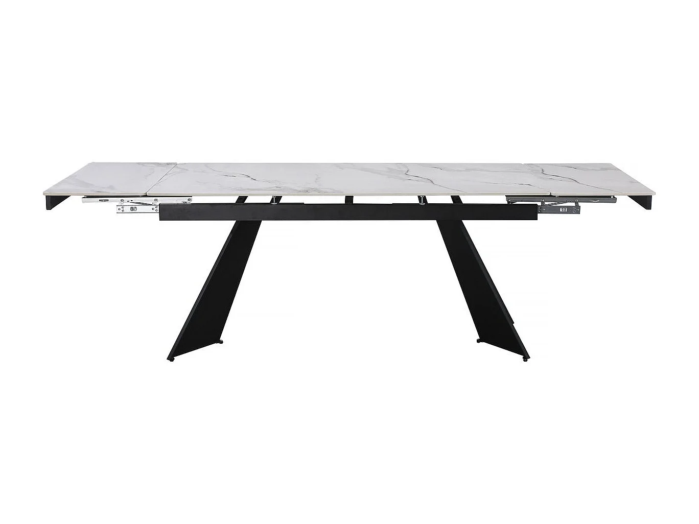 Table de repas extensible en céramique 6 à 10 personnes  "Equinoxe" - Blanc marbré gris