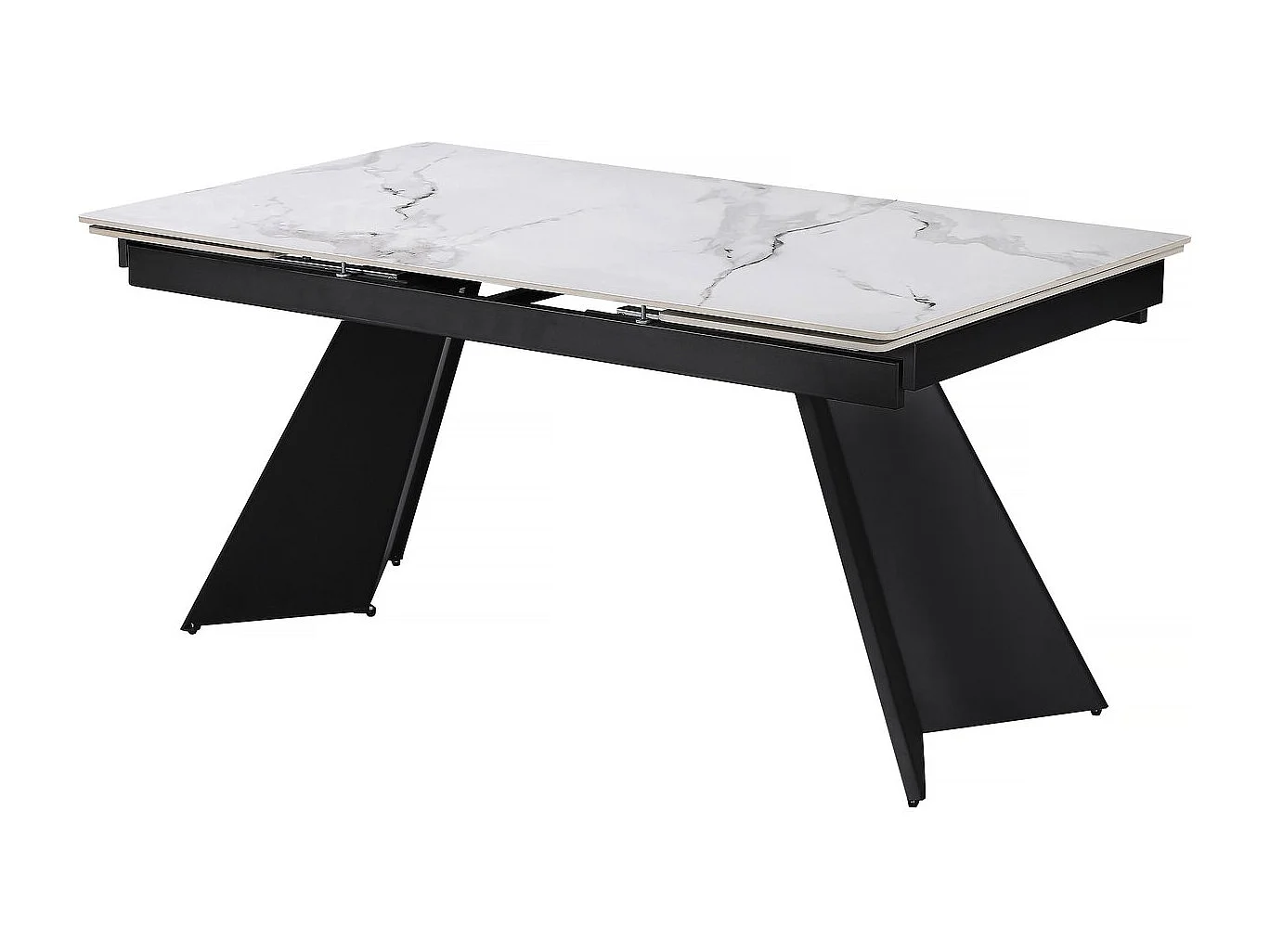 Mesa de jantar extensível em cerâmica "Equinoxe" - Branco mármore cinza 6 a 10 pessoas