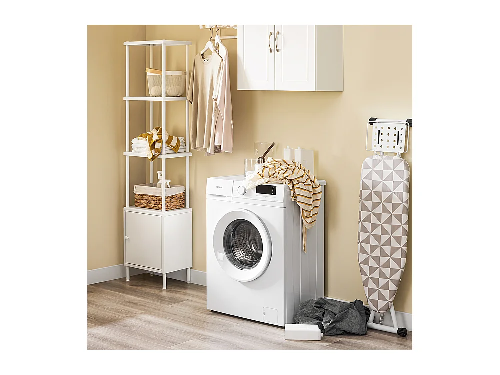 SoBuy Meuble pour Machine à Laver avec Panier et Tiroir, Blanc