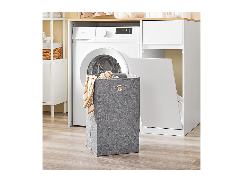 SoBuy Meuble pour Machine à Laver avec Panier et Tiroir, Blanc