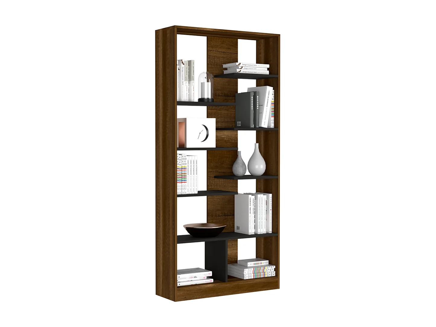 Estante Estante de nogueira com várias prateleiras , 170 cm X 80 cm X 26 cm , Castanho