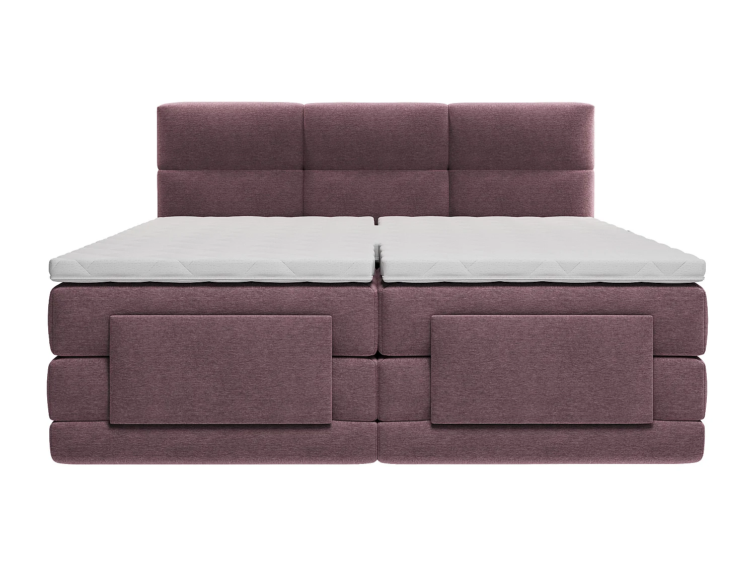 Ensemble complet boxspring tête de lit capitonnée + sommiers relaxation électrique + matelas + surmatelas - 2 x 90 x 200 cm - Tissu - Bordeaux - LODI de PALACIO