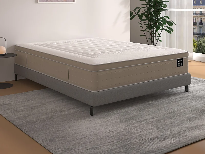 Matelas 160 x 200 cm hybride ressorts ensachés 7 zones et gel à mémoire de forme ép.28cm - CIREVA de YSMÉE