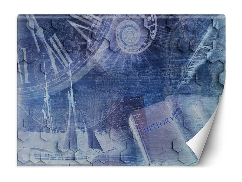 Carta Da Parati, Il tempo vola Blu astratto - 400x280