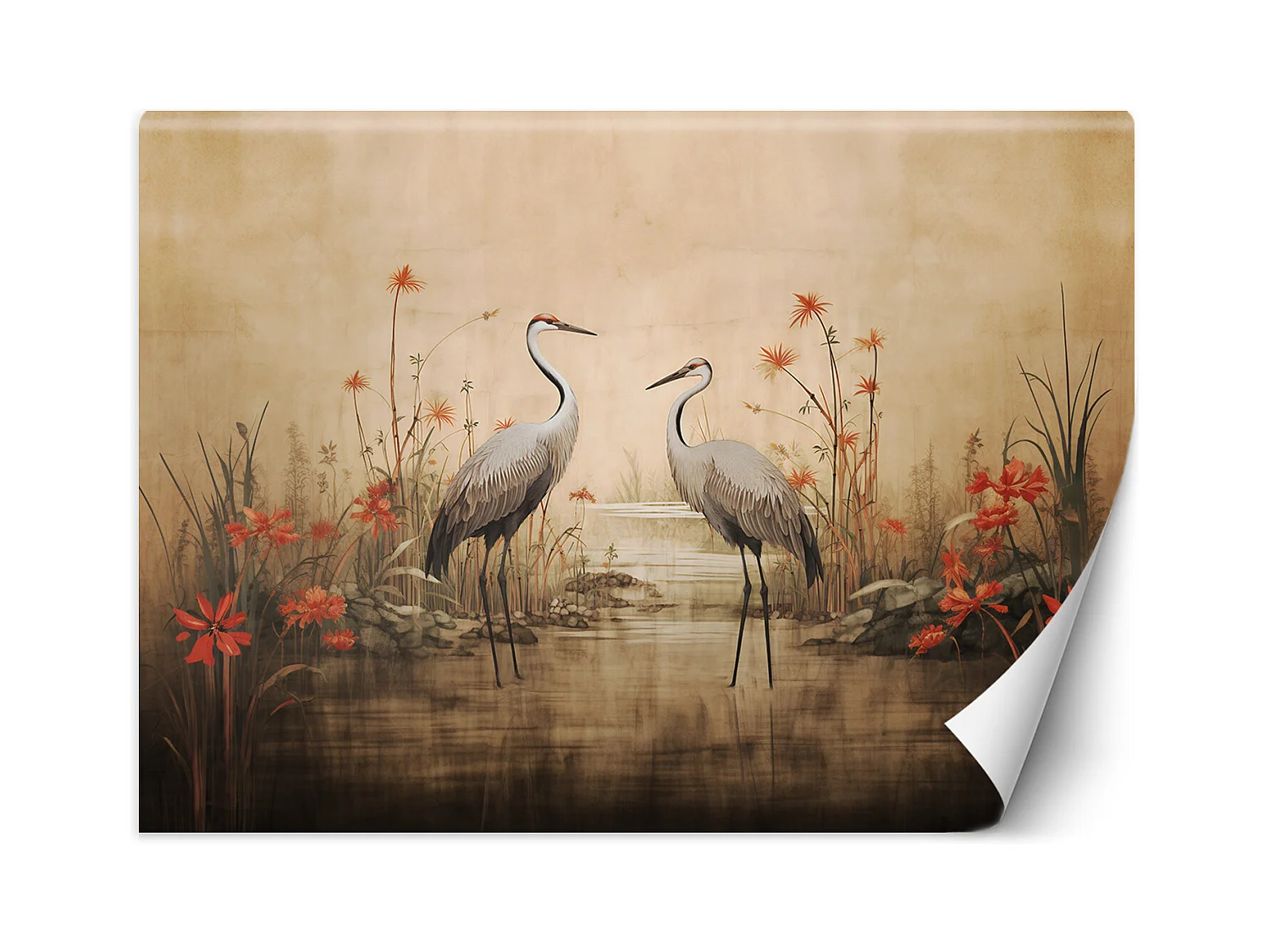 Wallpaper, Cranes by the lake - 368x254