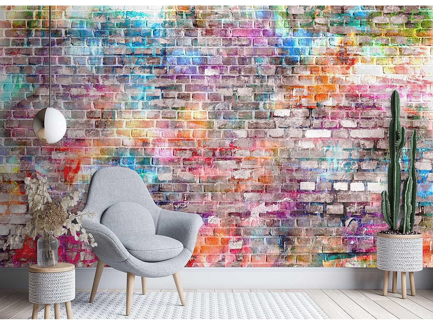 Carta Da Parati, Muro di mattoni colorati - 250x175