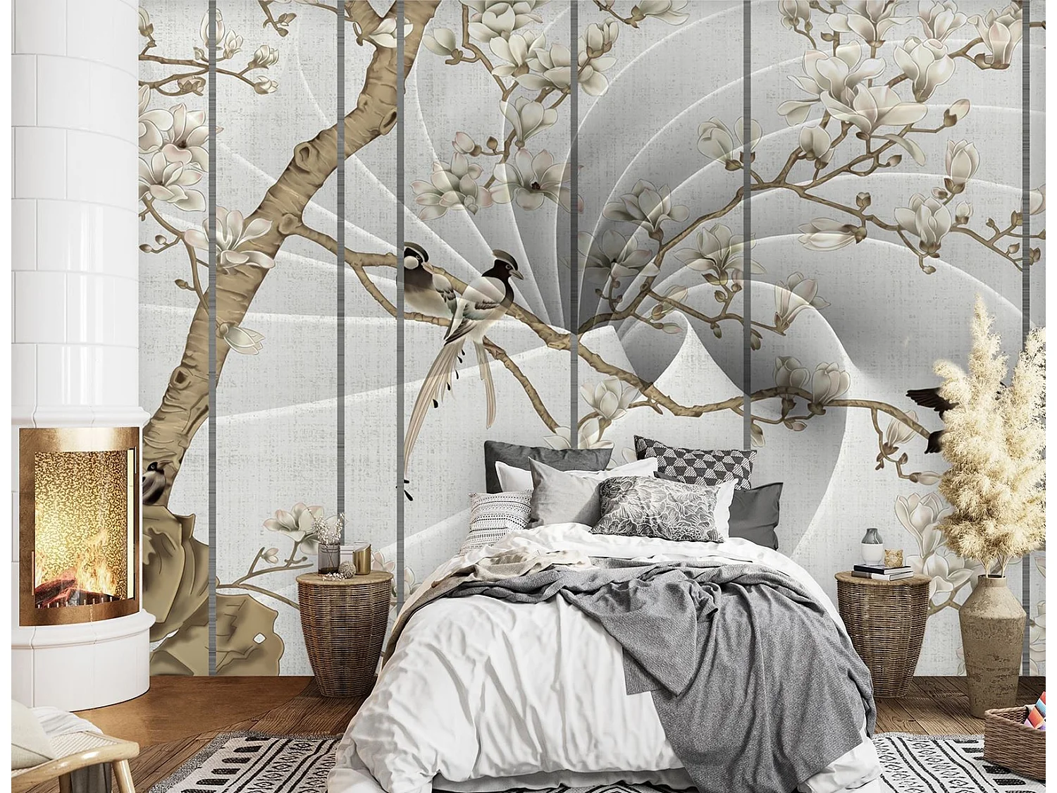 Carta Da Parati, Uccelli su un albero - 100x70