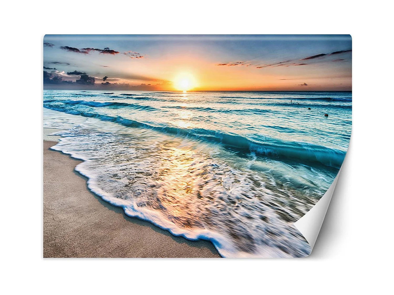 Carta Da Parati, Mare Spiaggia Onda Mare del Nord Tramonto - 100x70