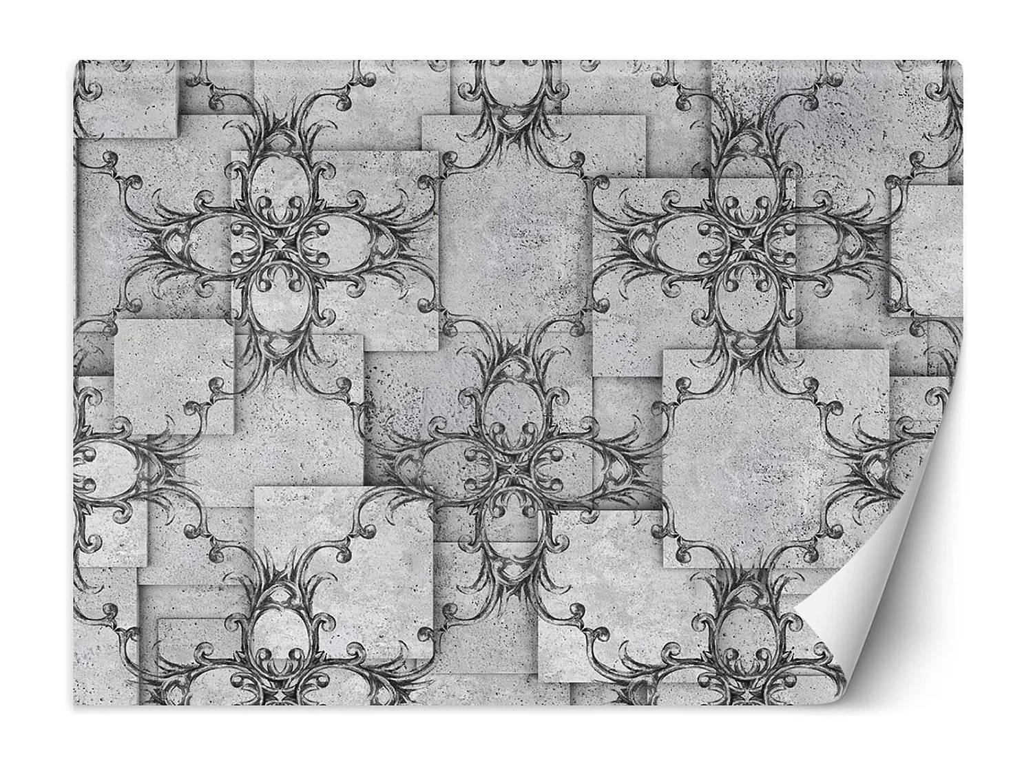 Carta Da Parati, Motivo orientale su sfondo grigio - 250x175