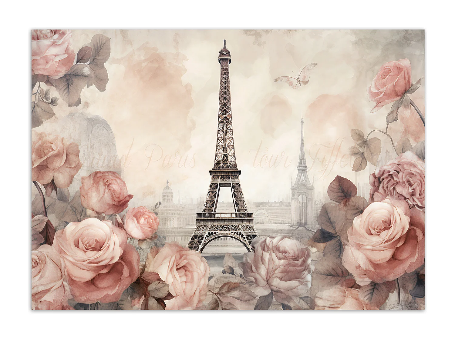 Wallpaper, Eiffel Tower Shabby Chic - 200x140