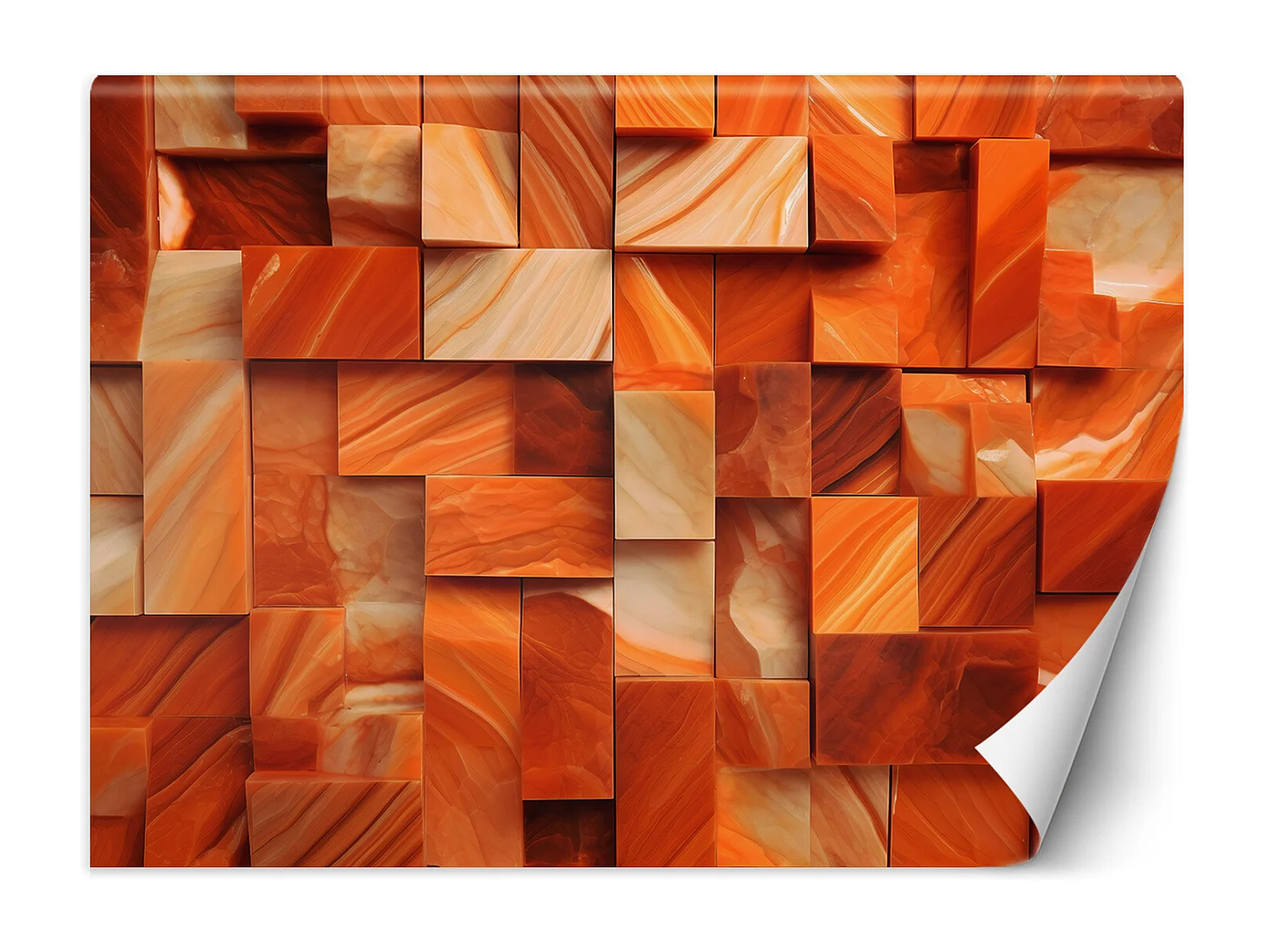 Wallpaper, Orange cube wall 3D - 400x280