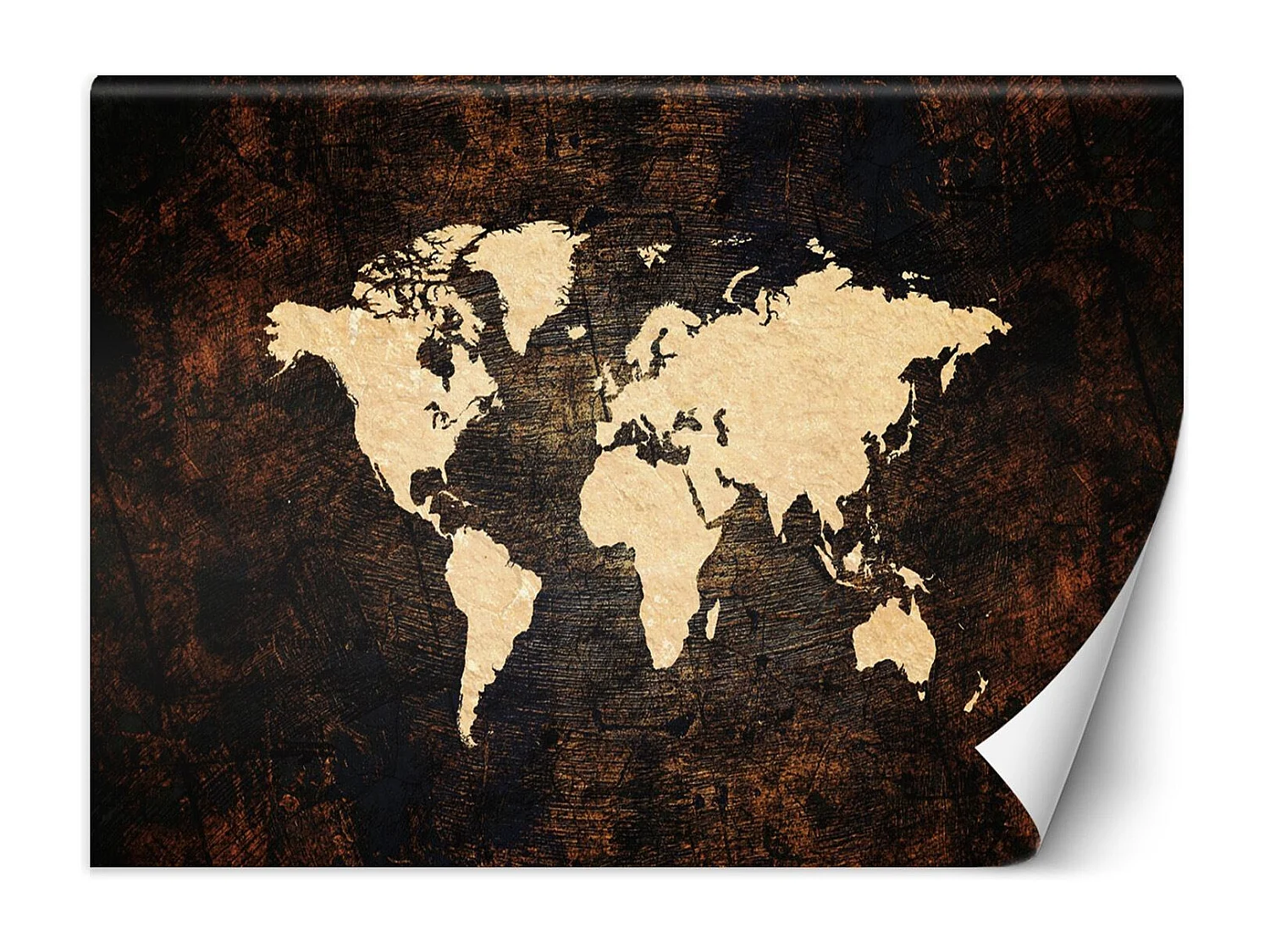 Carta Da Parati, Mappa del mondo in marrone - 200x140