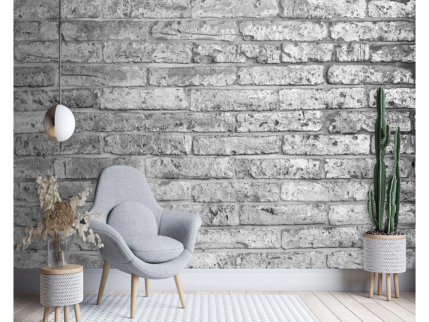 Carta Da Parati, Muro di mattoni grigio effetto pietra - 200x140