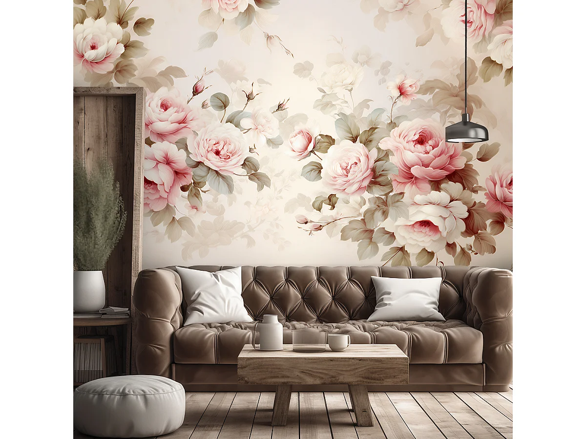 Wallpaper, Shabby Chic Roses - 100x70
