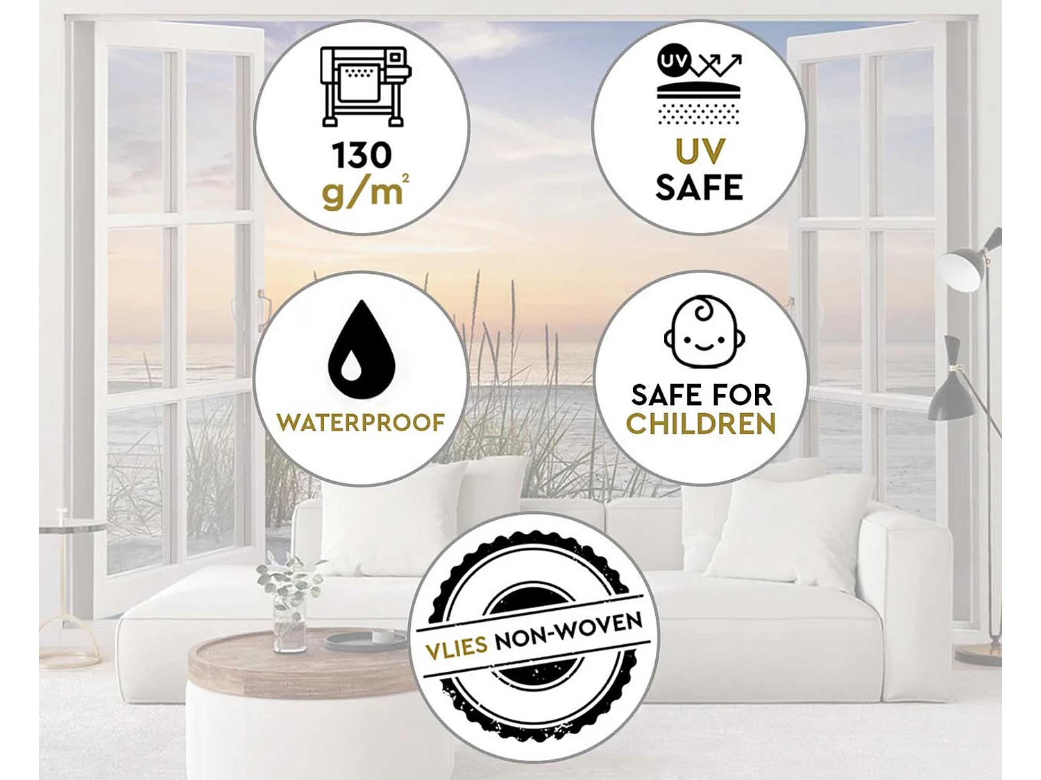 Carta Da Parati, Fiori acquerello su sfondo grigio - 200x140