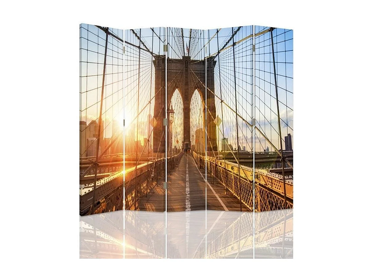 Paravento bilaterale, Alba su un ponte - 180x170