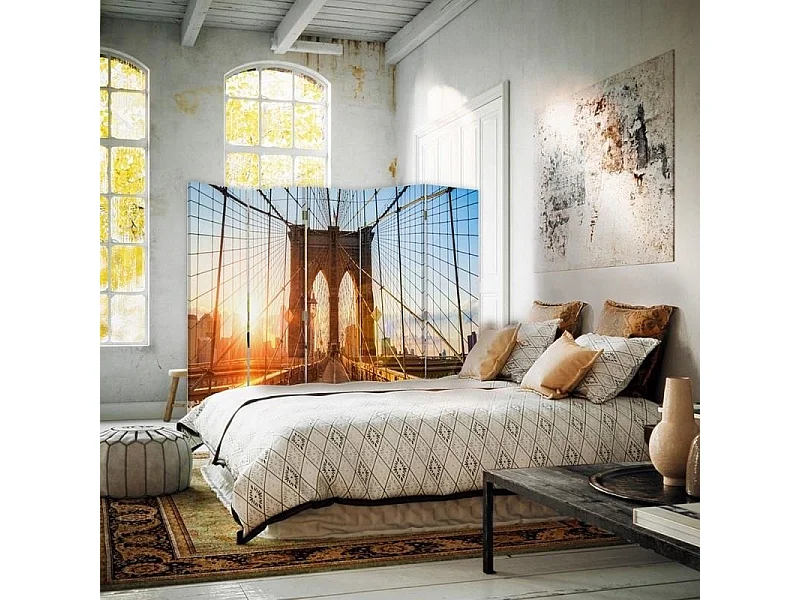 Paravento bilaterale, Alba su un ponte - 180x170