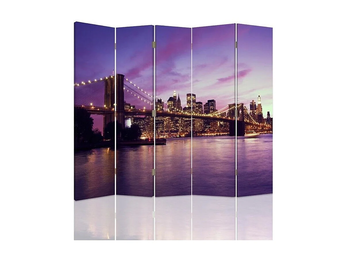 Paravento bilaterale, Manhattan sommersa dal viola - 180x170