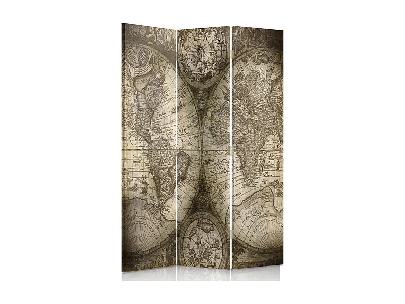 Paravento bilaterale 360, Mappamondo antico - 110x170