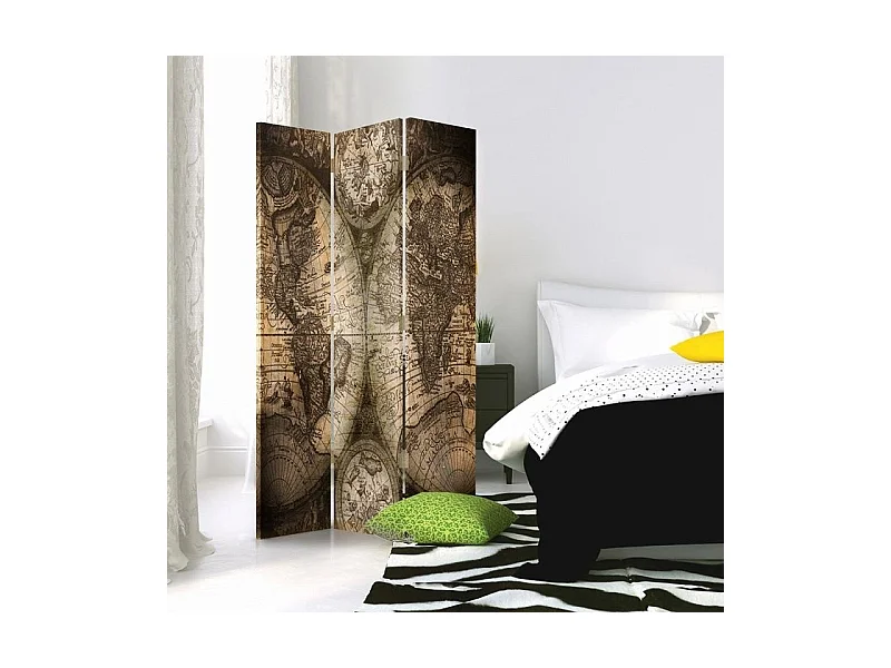 Paravento bilaterale 360, Mappamondo antico - 110x170