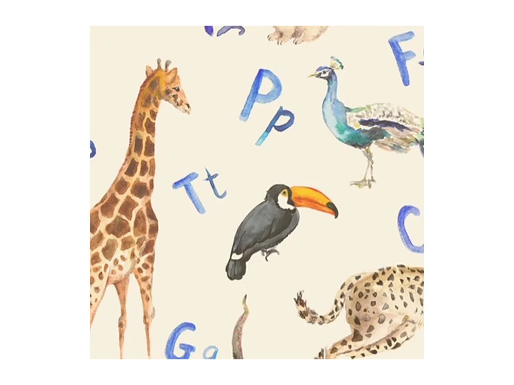 Paravento bilaterale 360, Lettere e animali - 110x170