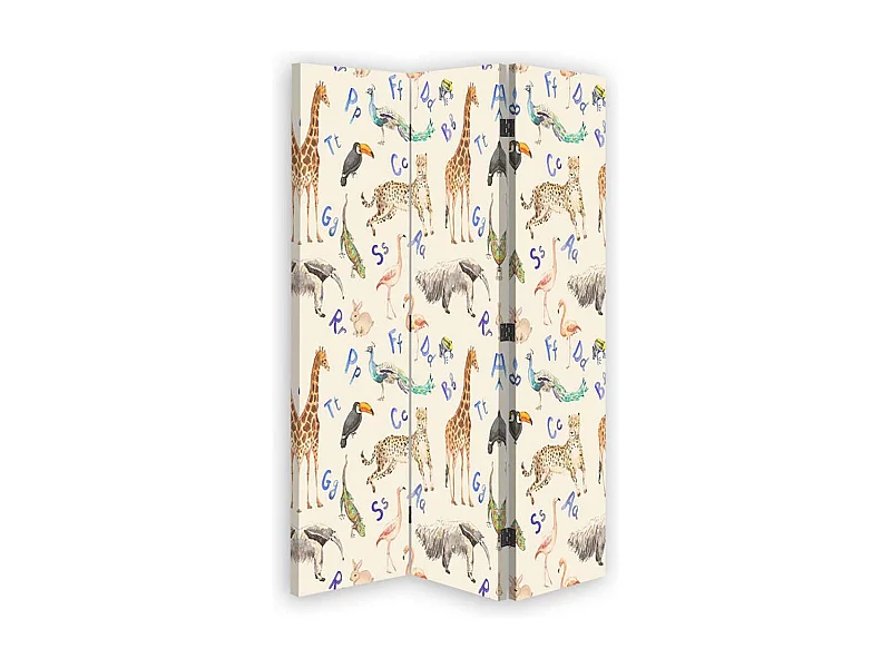 Paravento bilaterale 360, Lettere e animali - 110x170